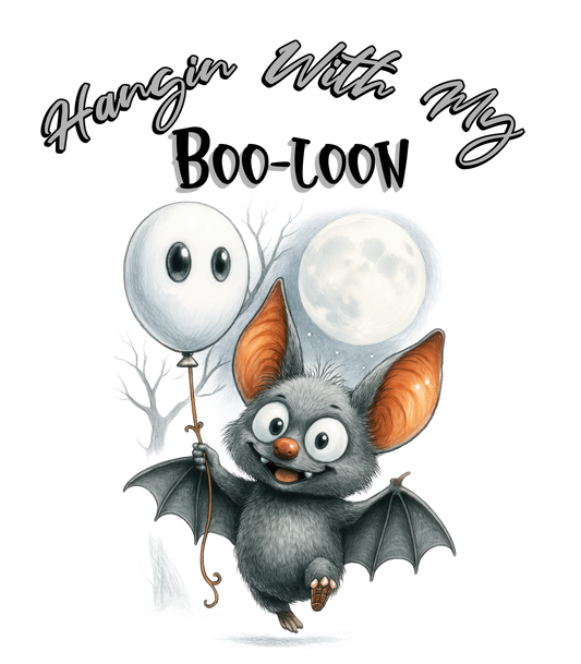 Cute Halloween Bat with Boo Balloon – Spooky Fun Design